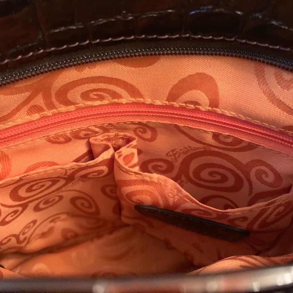 Brighton Sonny Patent Leather Shoulder Bag – Brown Embossed Croco – Medium Strap - Picture 6 of 6